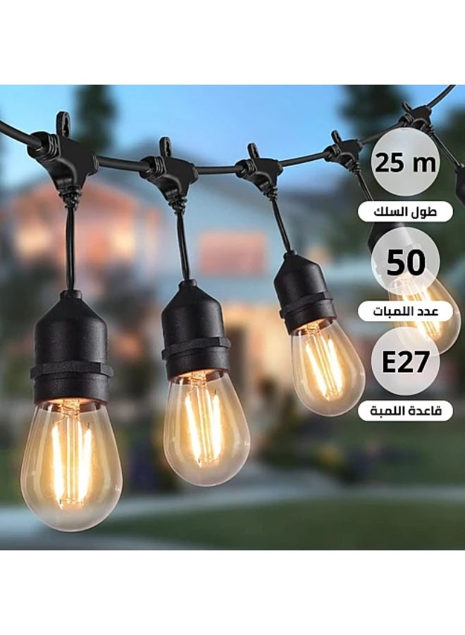 Hummer Pendant Holder Cable – 25 Meter Length – Black – Suitable for Ramadan Decorations – 50 Bulbs E27 - Image 1